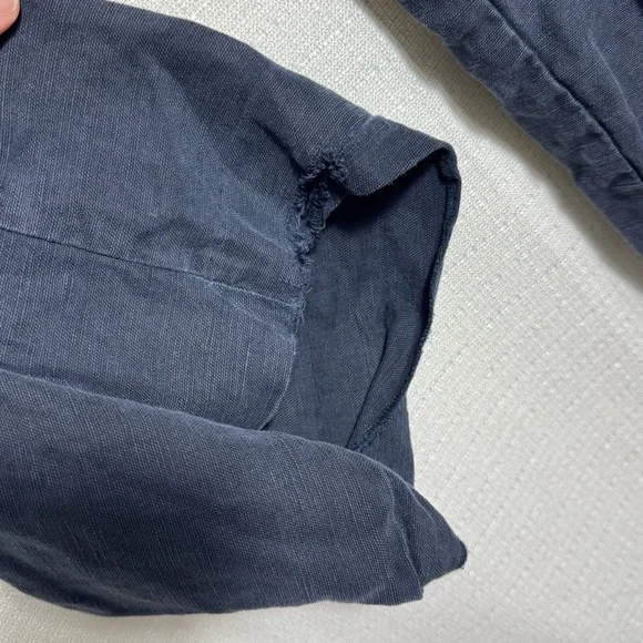 Aritzia The Limitless Pant Navy Wide Leg High Rise Linen Blend Size 8